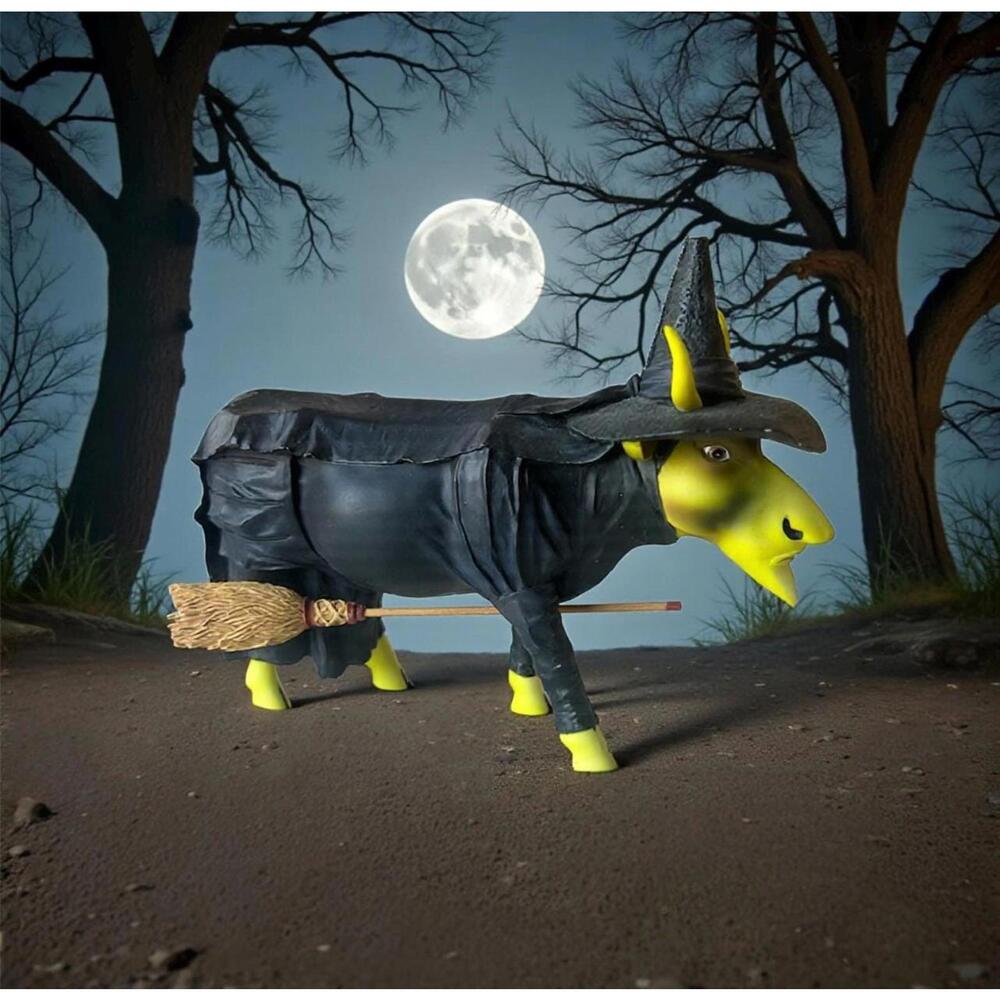 CowParade Witch Cow Figurine – Halloween Cow Parade Collectible – Witch Decor